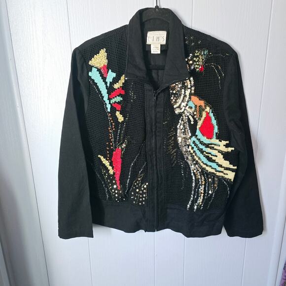 LIM’S Vintage Jacket Size M – Sequin Embellished, 100% Cotton, Statement Wear - Picture 1 of 8